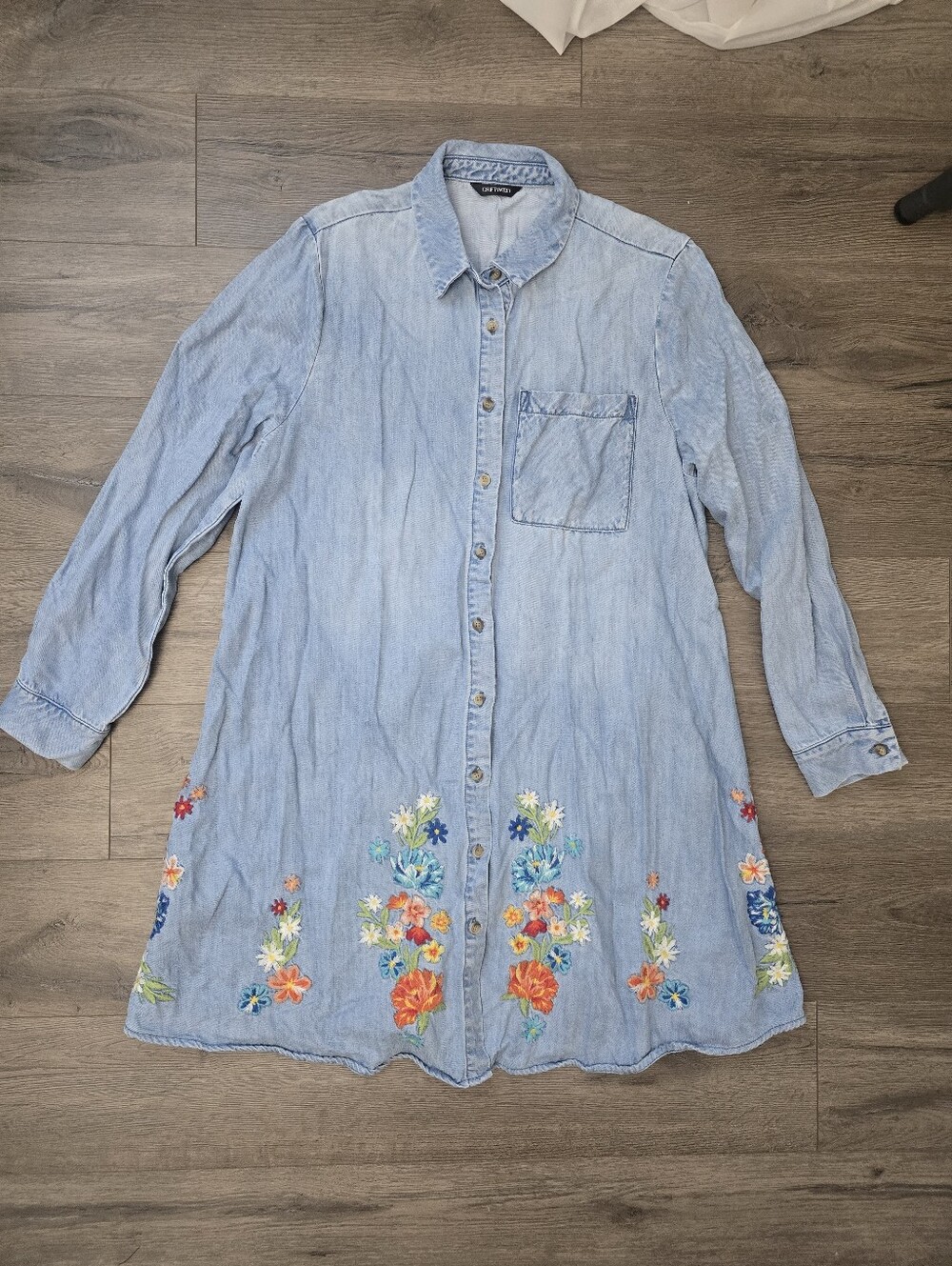 Driftwood Scottie Tencel Embroidered Shirtdress Size XL boho Loose Fit - Picture 3 of 11